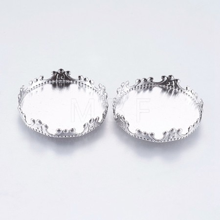 Tarnish Resistant 304 Stainless Steel Lace Edge Bezel Cups STAS-I097-061-20MM-1