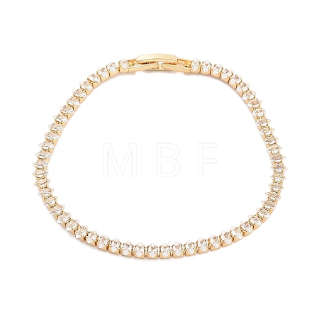 Brass Pave Clear Cubic Zirconia Horse Eye Link Bracelets BJEW-B094-03A-G-1