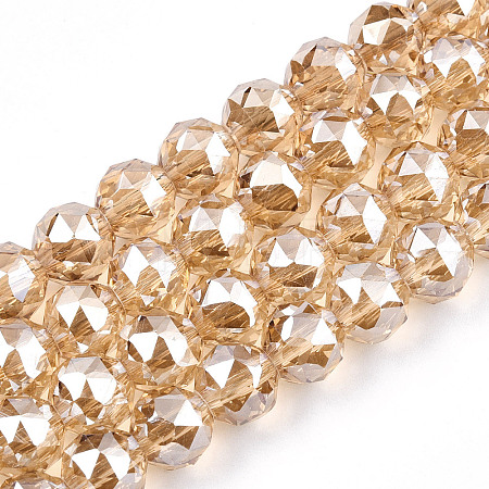 Electroplate Transparent Glass Beads Strands EGLA-N002-34C-C07-1