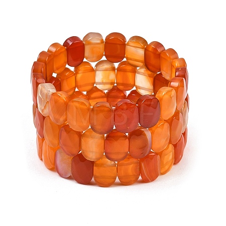 Dyed & Heated Natural Agate Oval Beaded Stretch Bracelet G-E010-01-28-1