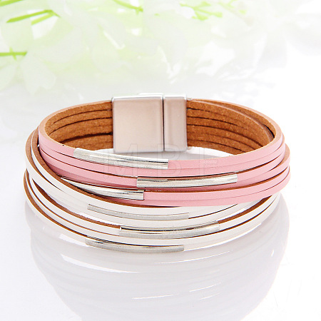 Two Tone Imitation Leather Multi-strand Bracelets for Women WGE2A7B-05-1