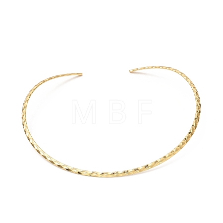 PVD Vacuum Plating 304 Stainless Steel Rhombus Textured Wire Necklace Making MAK-L015-02G-1