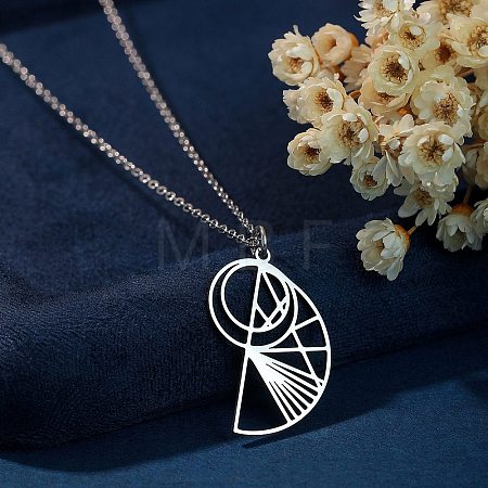 304 Stainless Steel Geometric Shell Shape Pendant Necklaces FS-WG20C55-02-1