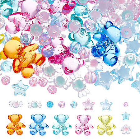 350Pcs 15 Style Transparent Acrylic Beads MACR-PH0001-52-1