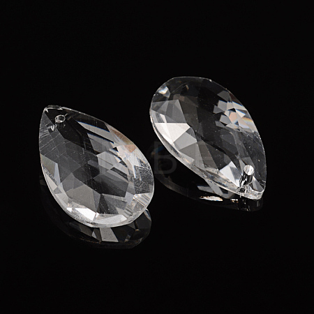 Faceted Teardrop Transparent Glass Pendants X-EGLA-R085-03-1