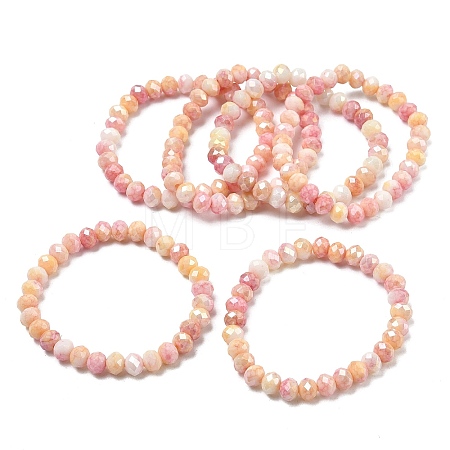 AB Color Faceted Rondelle Glass Beaded Stretch Bracelets for Women BJEW-PH01820-04-1