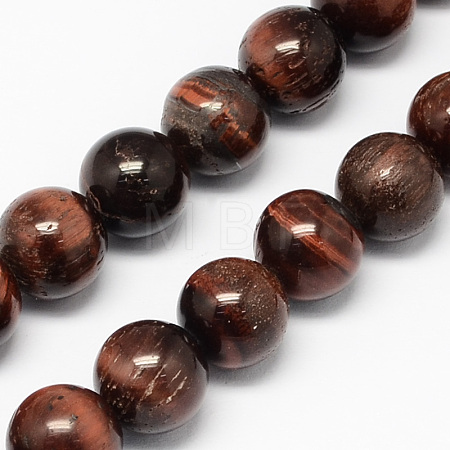 Natural Red Tiger Eye Stone Bead Strands G-R193-08-10mm-1