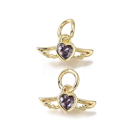 Brass Micro Pave Purple Cubic Zirconia Charms CU-L001-19G-08-1