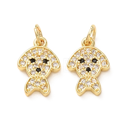 Brass Micro Pave Black Cubic Zirconia Charms CU-E003-18G-19-1