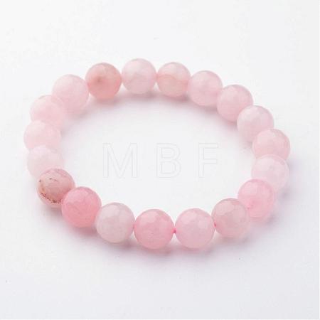 Natural Rose Quartz Stretch Bracelets BJEW-JB02428-1