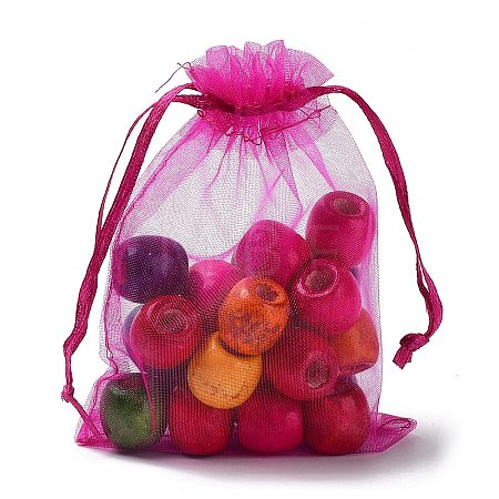 Rectangle Organza Drawstring Bags CON-PW0001-054C-17-1