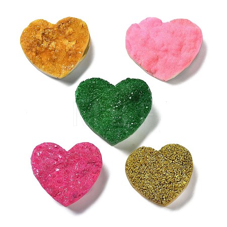 Electroplate Natural Quartz Crystal Heart Display Decorations DJEW-B012-01-1