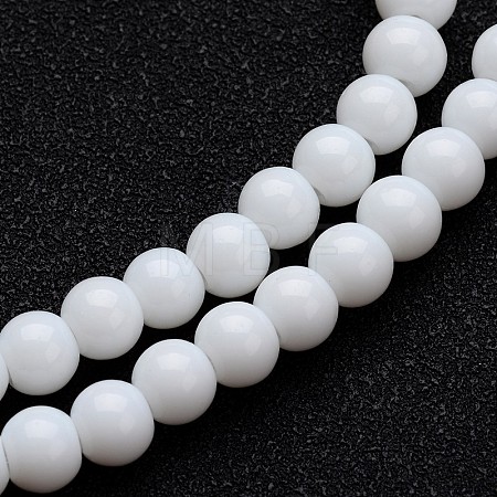 Opaque Color Glass Round Bead Strands GLAA-I026-4mm-02-1
