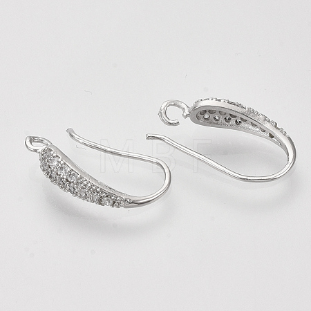 Brass Micro Pave Cubic Zirconia Earring Hooks ZIRC-Q022-035P-NF-1