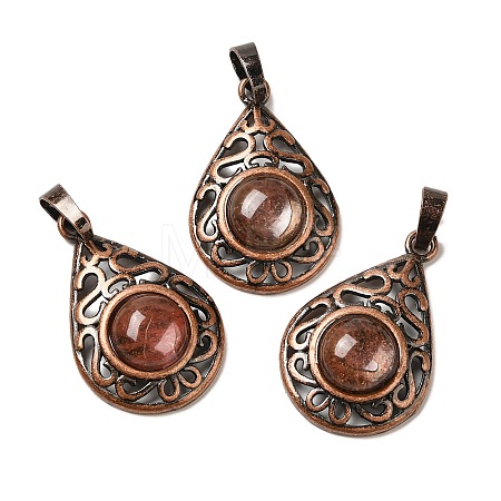 Cherry Quartz Glass Pendants G-H065-02R-18-1