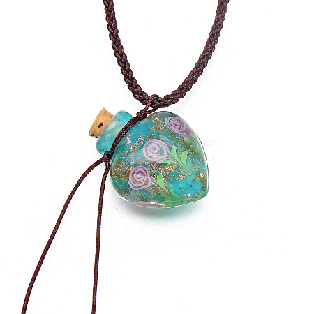 Handmade Lampwork Perfume Bottle Pendant Necklaces WG8449C-02-1