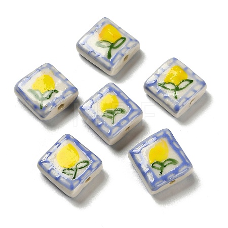 Printed Handmade Porcelain Beads LAMP-D303-06F-01-1