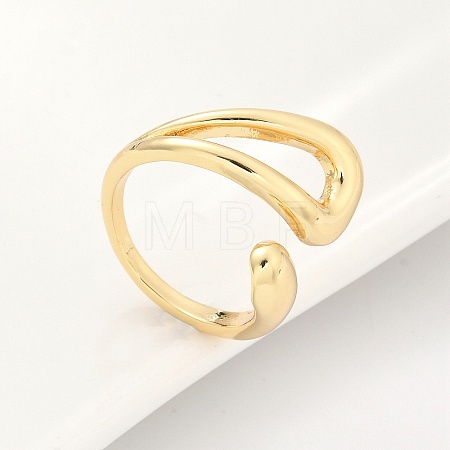 Rack Plating Brass Hollow Teardrop Open Cuff Rings RJEW-D009-01G-1