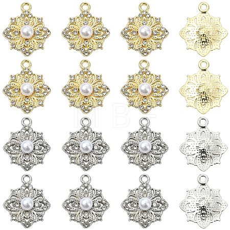 20Pcs 2 Colors Flower Alloy Rhinestone Pendants FIND-YW0011-39-1