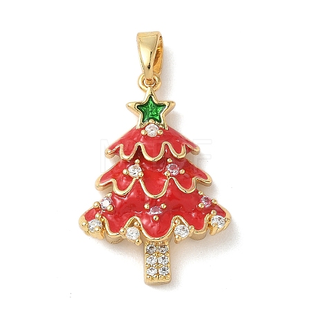 Christmas Brass Micro Pave Cubic Zirconia Pendants KK-K305-07A-01-1