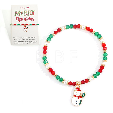 Christmas 304 Stainless Steel Enamel Charm Bracelets UB9806-11-1