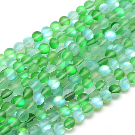 Synthetic Moonstone Beads Strands G-F142-10mm-05-1