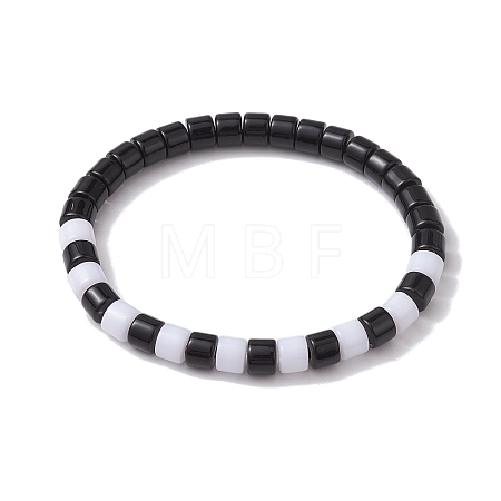 Two Tone Acrylic Column Beaded Stretch Bracelets for Women BJEW-JB10785-1