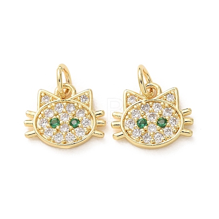 Brass Micro Pave Green Cubic Zirconia Charms CU-E003-18G-10-1