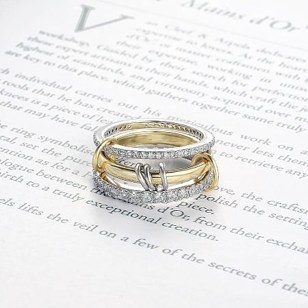 Stainless Steel Micro Pave Clear Cubic Zirconia Stackable Finger Rings WGD96BD-03-1