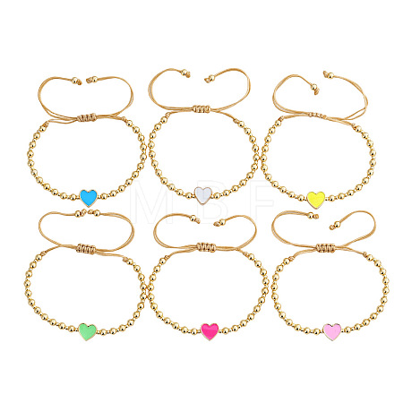 6Pcs Brass Resin Beads Braided Bead Bracelets AX2014-1-1