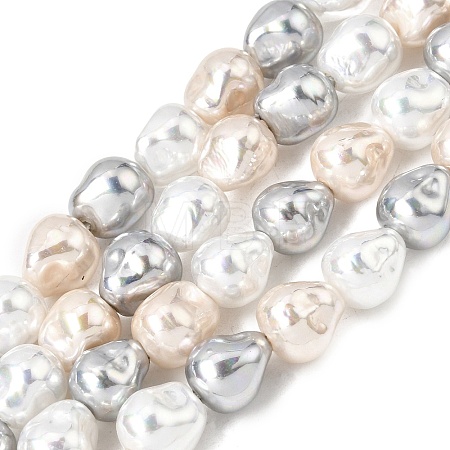 Electroplated Glass Shell Pearl Beads Strands BSHE-B009-D03-01-1
