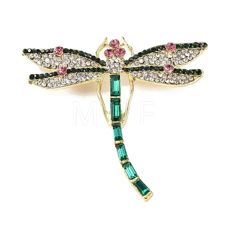 Golden Plated Alloy Colorful Rhinestone Insect Brooches JEWB-L017-07G-01-1