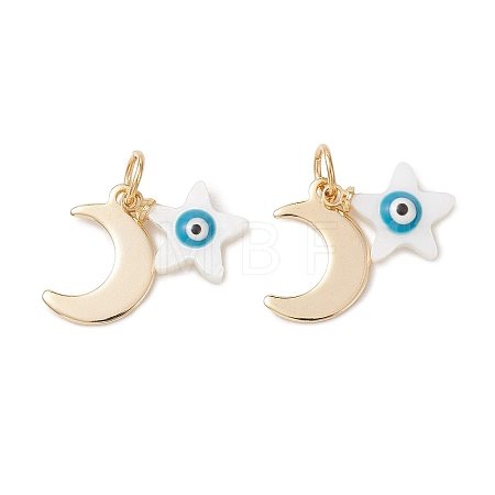 Stainless Steel & Natural Shell Pendants PALLOY-JF05891-1