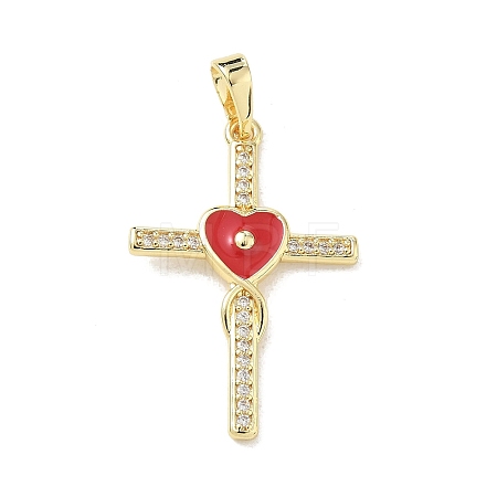 Brass Micro Pave Clear Cubic Zirconia Pendants CU-CBADD0C-05G-02-1
