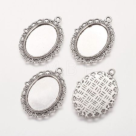 Zinc Alloy Pendant Settings for Cabochon & Rhinestone PALLOY-A15257-AS-FF-1
