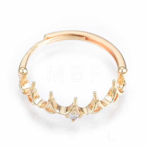 Brass Micro Clear Cubic Zirconia Adjustable Ring Settings KK-T062-238G-1