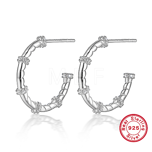 Anti-Tarnish Rhodium Plated 925 Sterling Silver Ring Stud Earrings JM0239-2-1