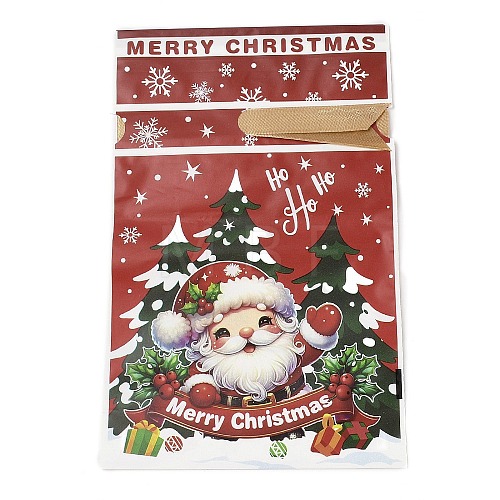 Christmas Santa Claus Plastic  Packing Pouches Drawstring Bags ABAG-Q053-05B-1