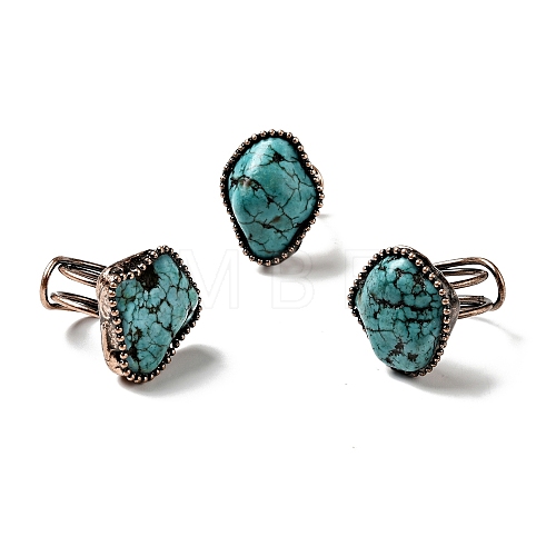 Natural Turquoise Adjustable Finger Rings G-D468-46R-1