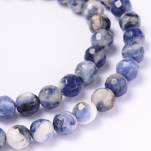 Faceted Natural Sodalite Round Bead Strands G-L377-45-6mm-1