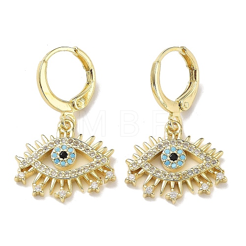 Real 18K Gold Plated Brass Dangle Leverback Earrings EJEW-L269-017G-1
