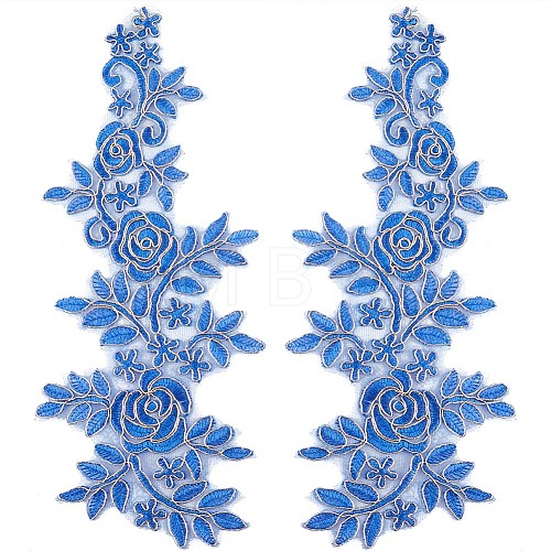 Polyester Metallic Embroidery Lace Appliques DIY-WH0401-94A-1