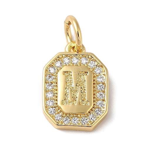 Real 18K Gold Plated Brass Micro Pave Clear Cubic Zirconia Pendants KK-L216-002G-M-1