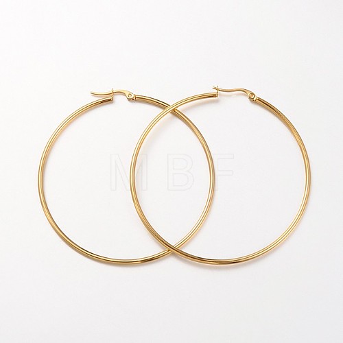 Ion Plating(IP) 304 Stainless Steel Hoop Earrings EJEW-N0016-11G-L-1