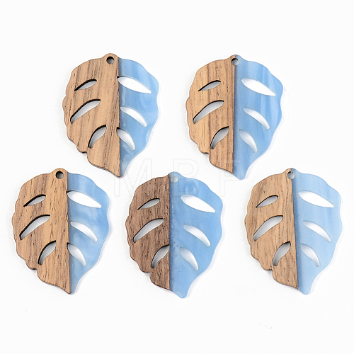 Opaque Resin & Walnut Wood Pendants RESI-S389-003A-C01-1