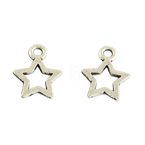 Hollow Tibetan Style Alloy Star Charms TIBEP-1012-AS-LF-1