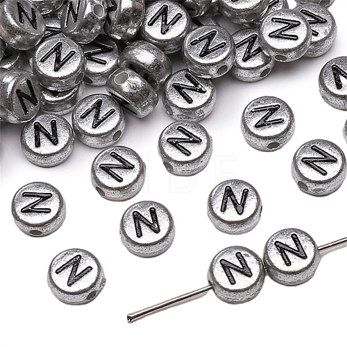 50Pcs Silver Plating Acrylic Beads PW-WG2E8AD-13-1