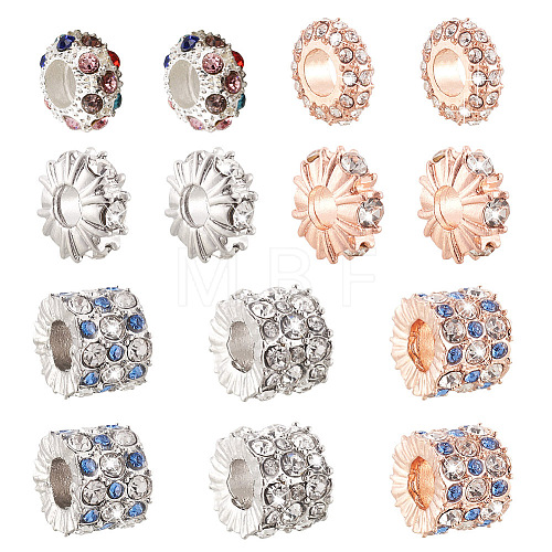  14Pcs 7 Style Zinc Alloy Rhinestone Beads ALRI-PJ0001-01-1