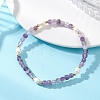 Natural Amethyst Cube Beads Stretch Bracelets for Women BJEW-JB13176-03-1