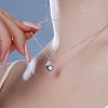 Rhodium Plated Summer Beach 925 Sterling Silver Micro Pave Clear Cubic Zirconia Cable Chain Conch Shell Pendant Necklaces NJEW-Q342-05P-2